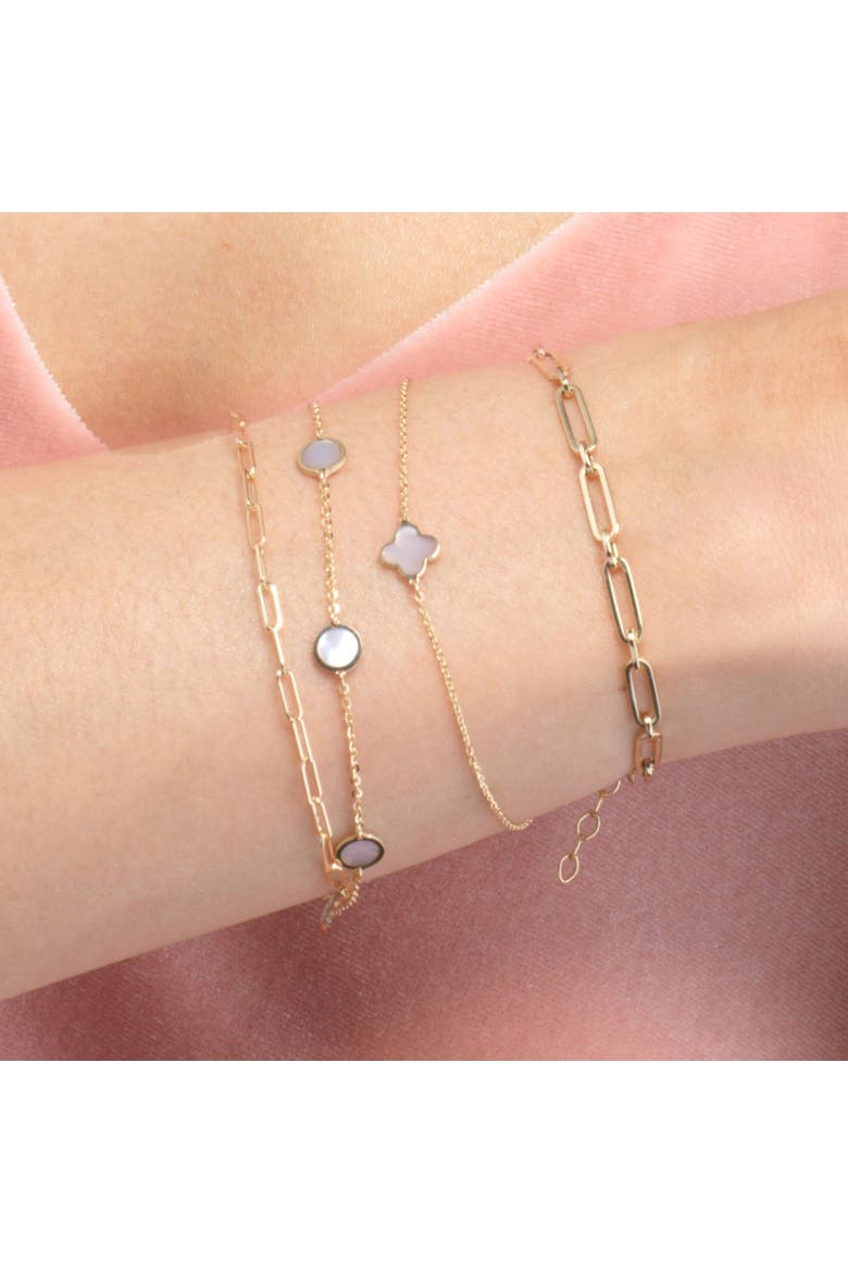Mini Paperclip Bracelet, Alternate, color, Yellow Gold