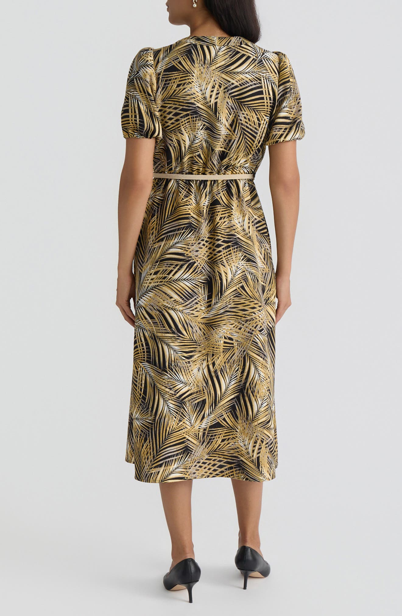 Palm Print Belted Midi Shirtdress - image 2