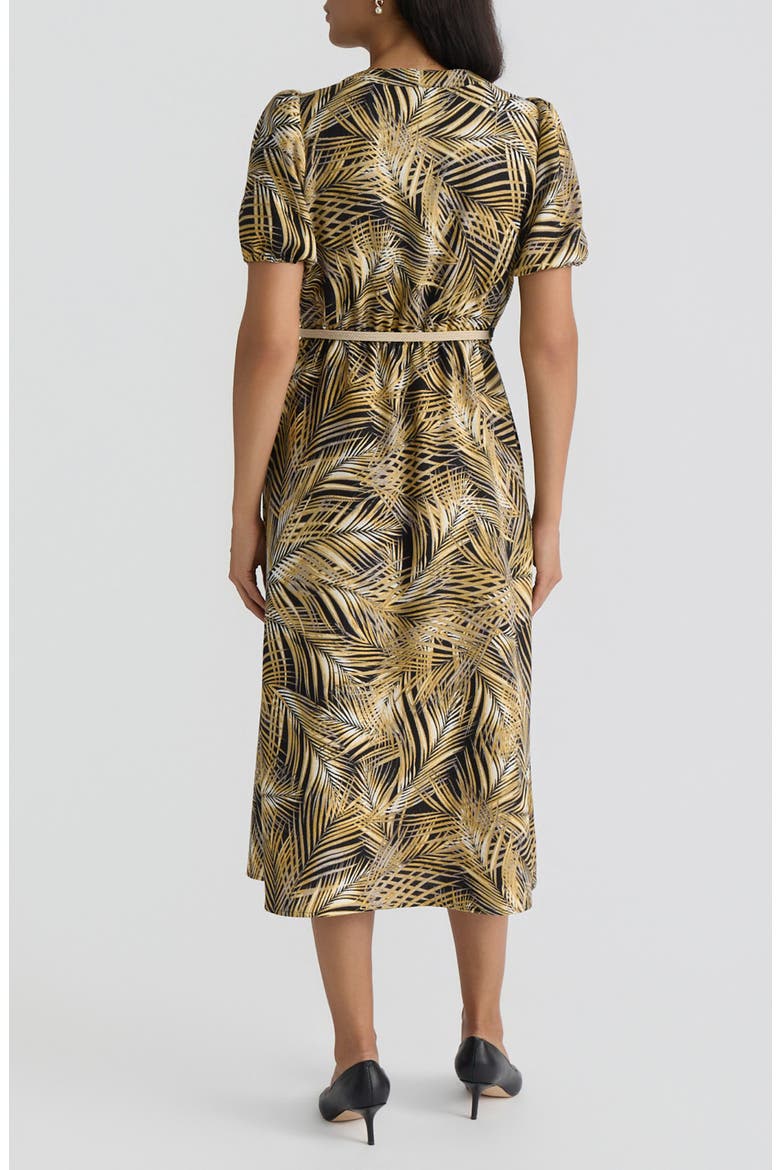 Palm Print Belted Midi Shirtdress, Alternate, color, BLACK MULTI