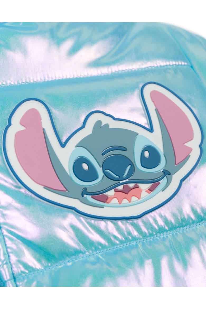 Lilo & Stitch Hooded Puffer Jacket, Alternate, color, Shimmer Blue Stitch