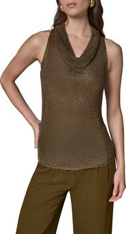 Donna Karan New York Metallic Cowl Neck Sleeveless Top