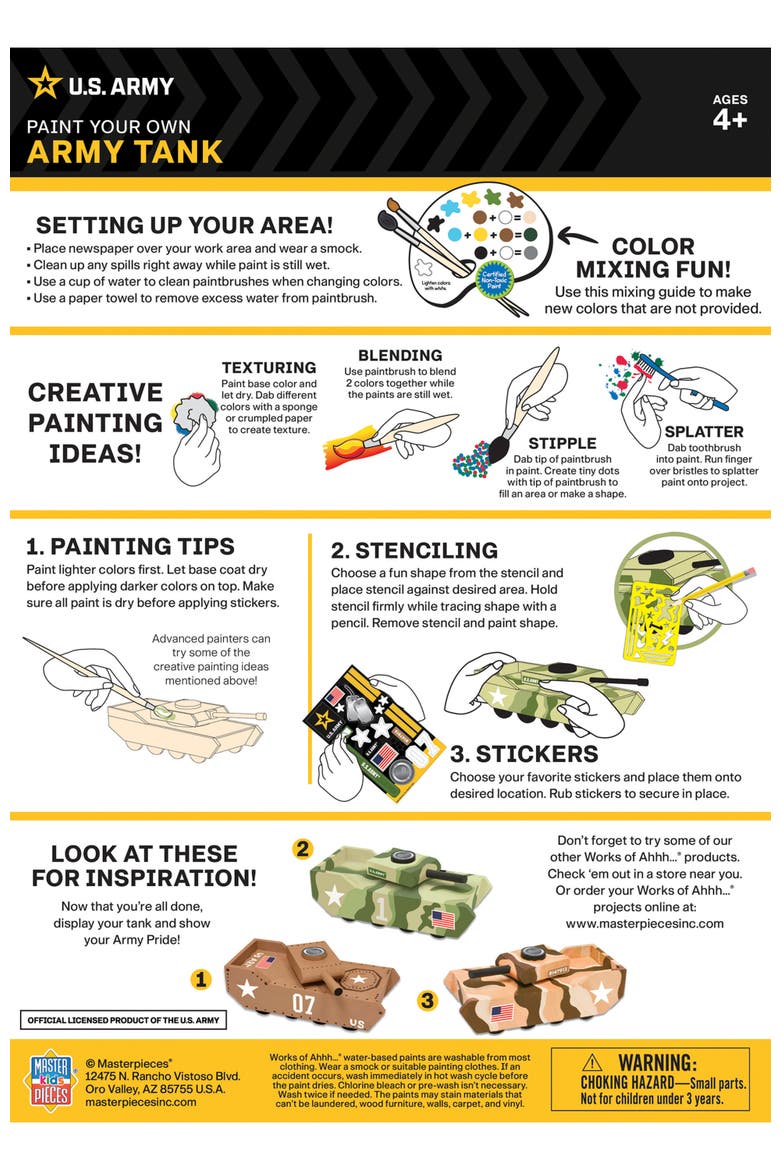 U.S. Army - Tank Wood Craft & Paint Kit, Alternate, color, Multicolor