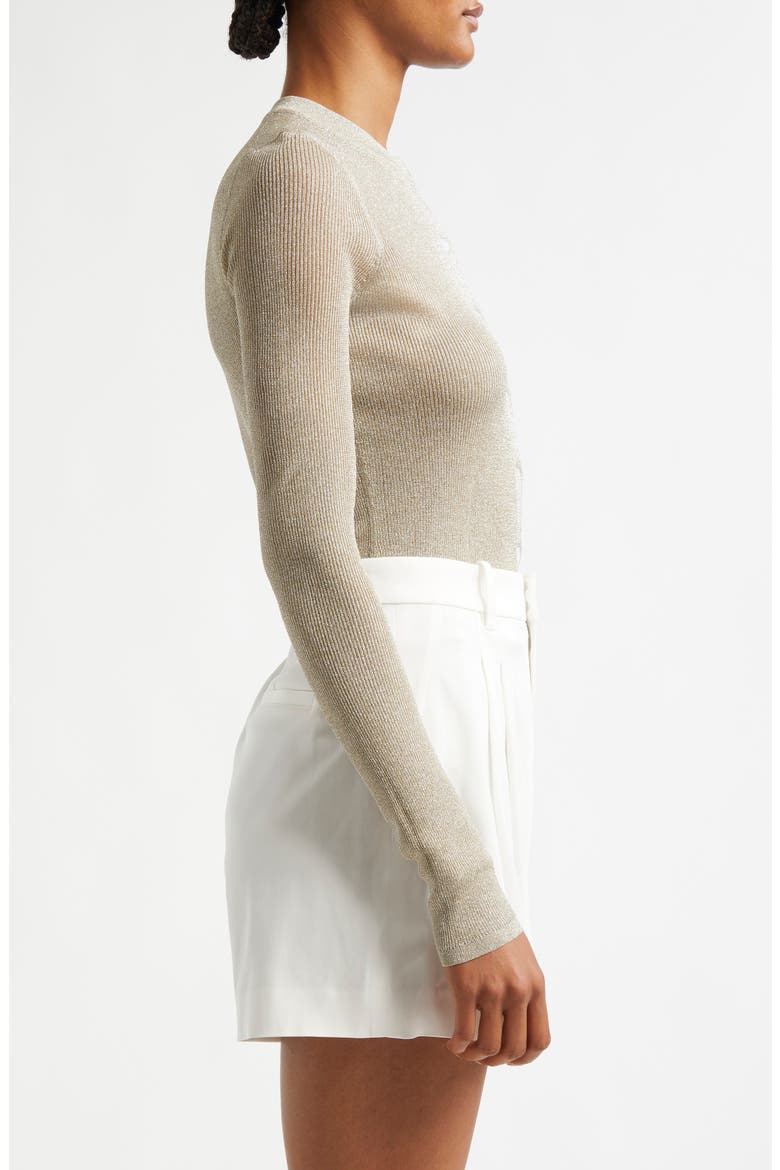 Fisher Metallic Rib Cardigan, Alternate, color, LIGHT GOLD