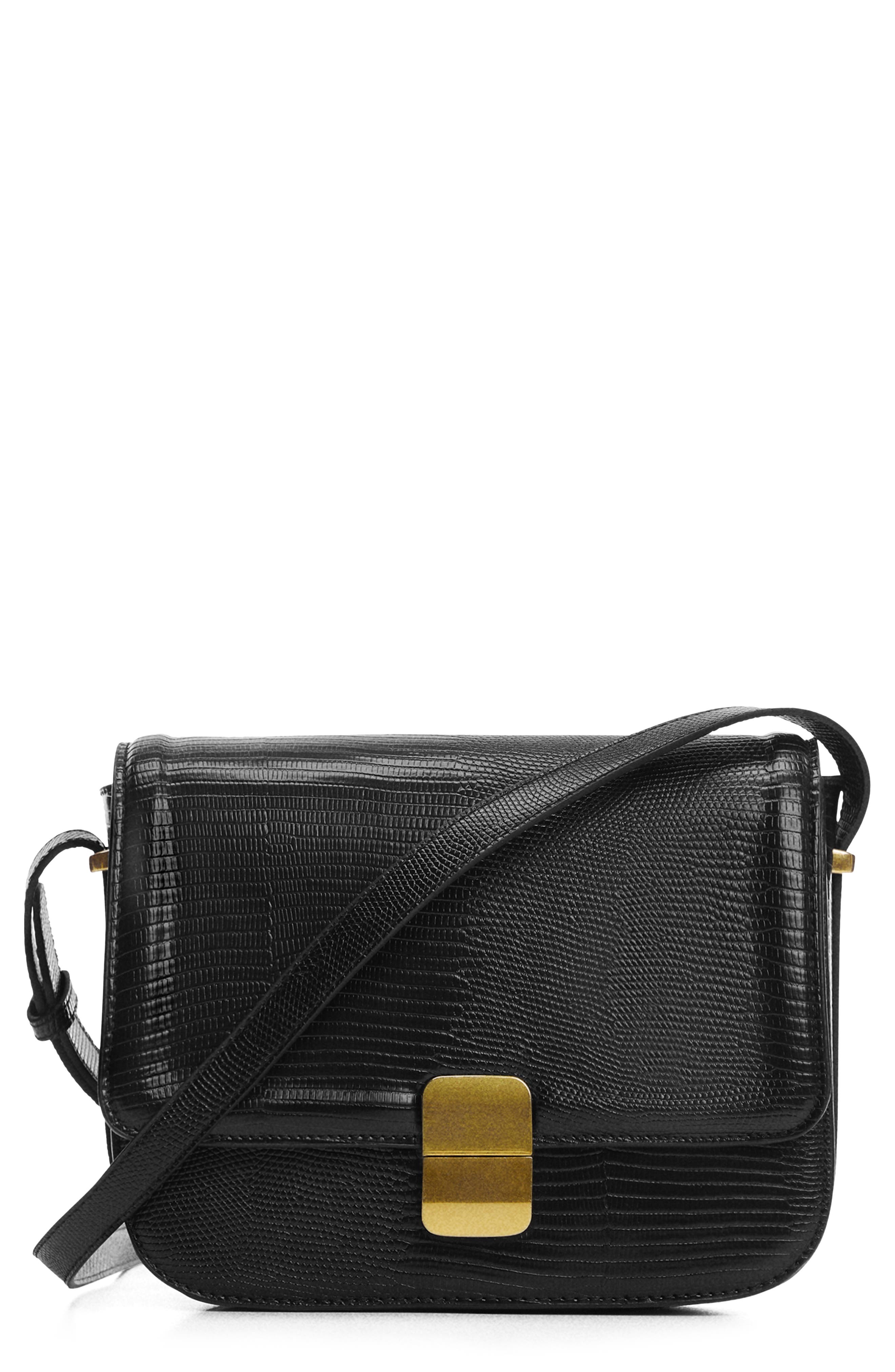 MANGO Lizard Embossed Crossbody Bag, Main, color, 