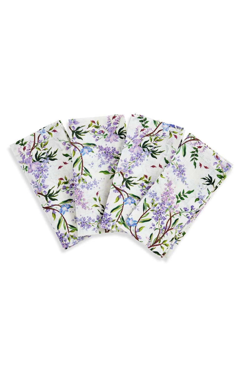 Solino Home Linen Dinner Napkins - Lilacs, 20" x 20" Inch, Main, color, Lilacs/White