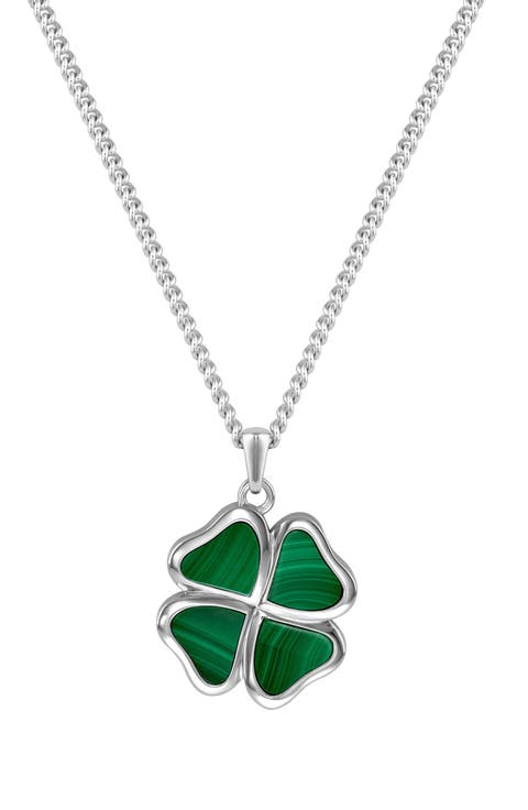 Men's Malachite Clover Pendant Necklace