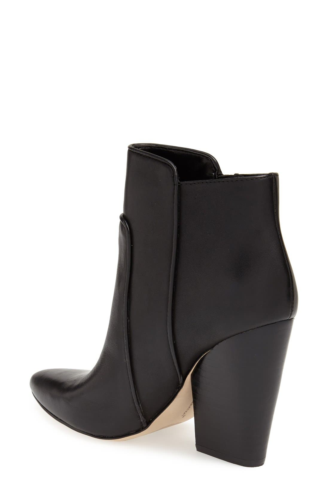 'Jules' Pointy Toe Leather Bootie, Alternate, color, BLACK