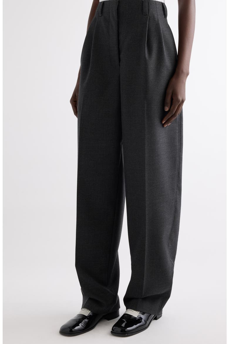 Double Pleat Low Waist Wool Grain de Poudre Pants, Alternate, color, GREY MIX