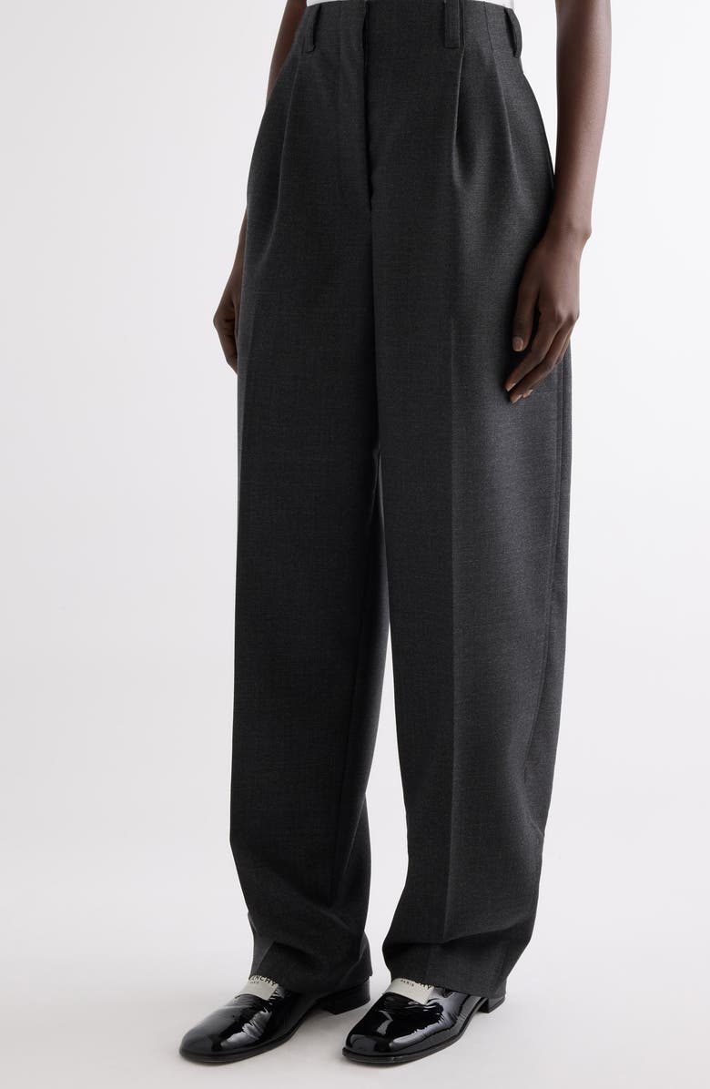 Givenchy Double Pleat Low Waist Wool Grain de Poudre Pants, Alternate, color, Grey Mix