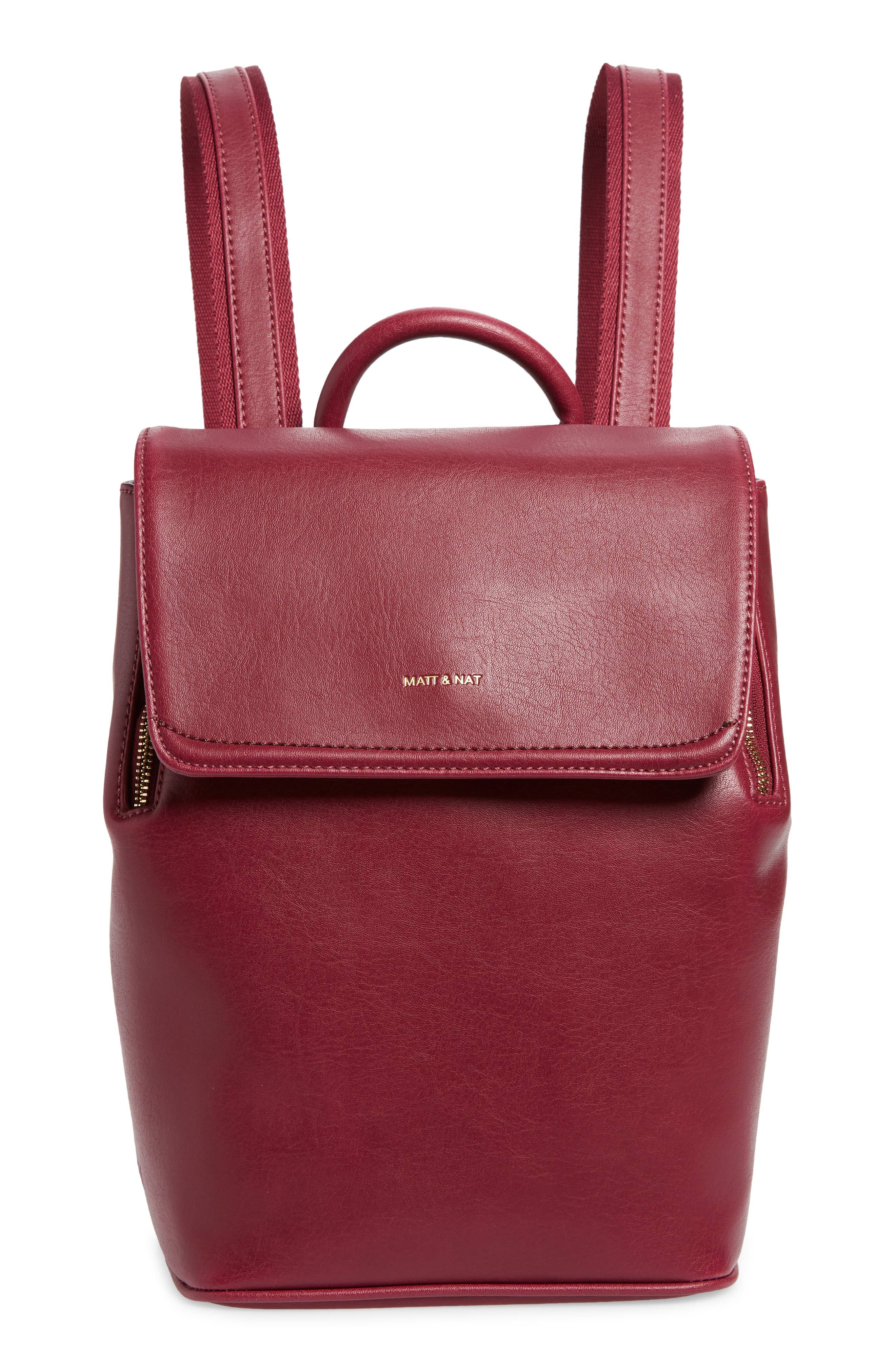 Mini Fabi Faux Leather Backpack, Main, color, CHILI MATTE NICKEL