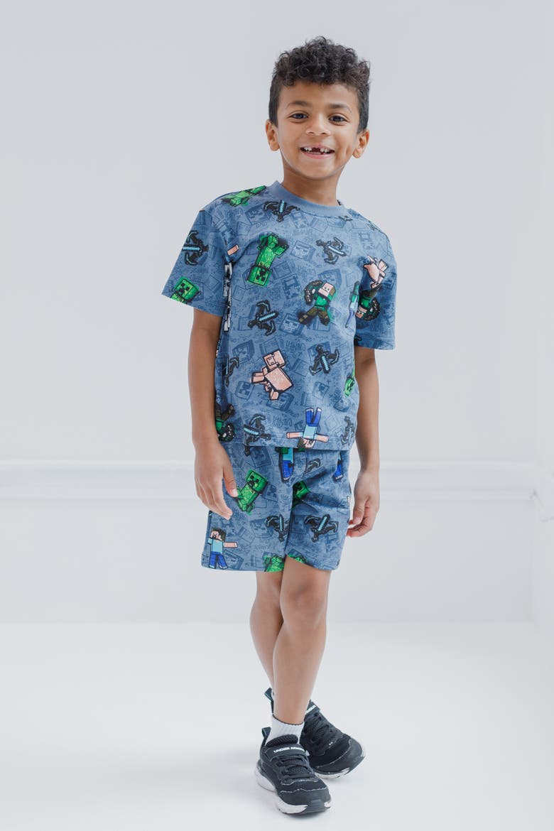 T-Shirt and French Terry Shorts Set (Little Kid & Big Kid), Alternate, color, Slate Blue