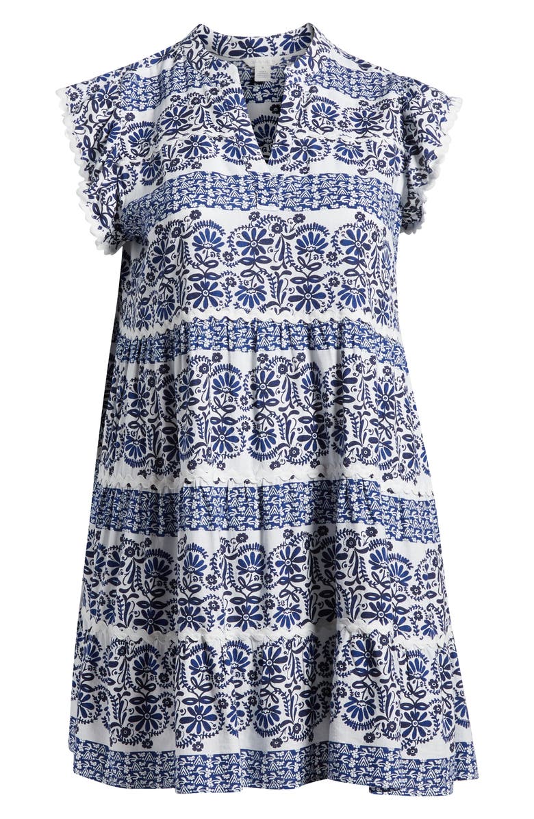 Caslon<sup>®</sup> Ruffle Trim Linen Blend Shift Dress, Alternate, color,