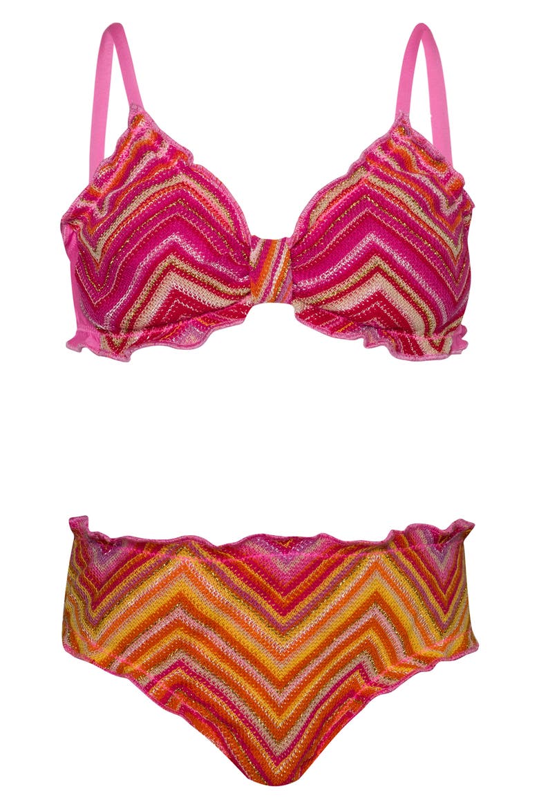 Kids' Lettuce Edge Two-Piece Swimsuit, Main, color, CAYENNE