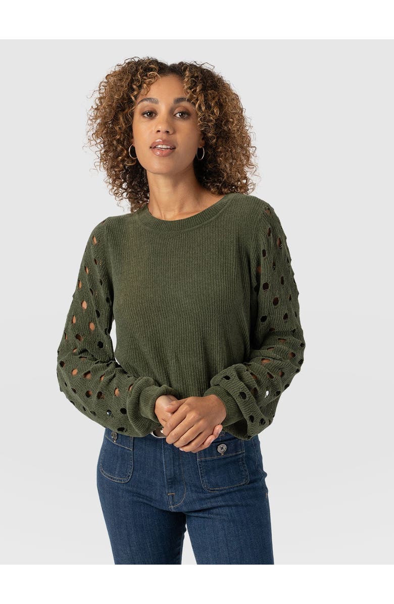 Saint + Sofia Suki Lace Hole Knit, Alternate, color, Green