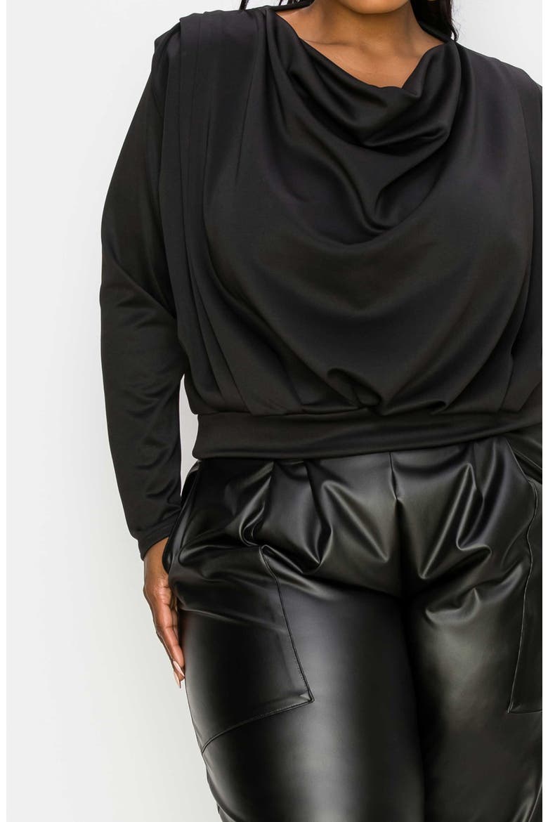 Cowl Neck Long Sleeve Top, Alternate, color, BLACK