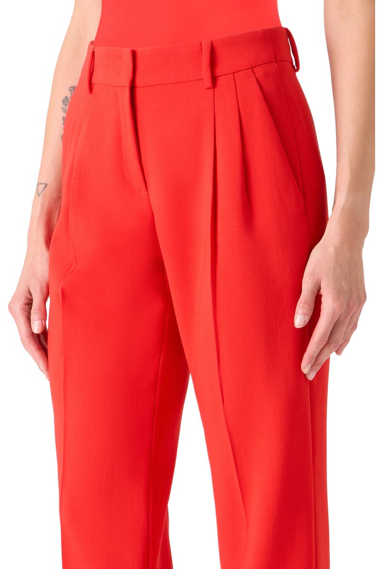 Fabri Pleated Wool Pants, Alternate, color, VERMILLION