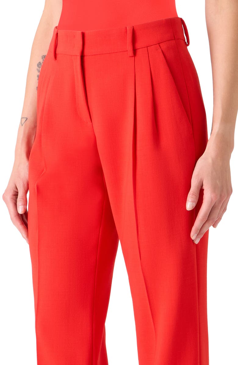Akris Fabri Pleated Wool Pants, Alternate, color, Vermillion