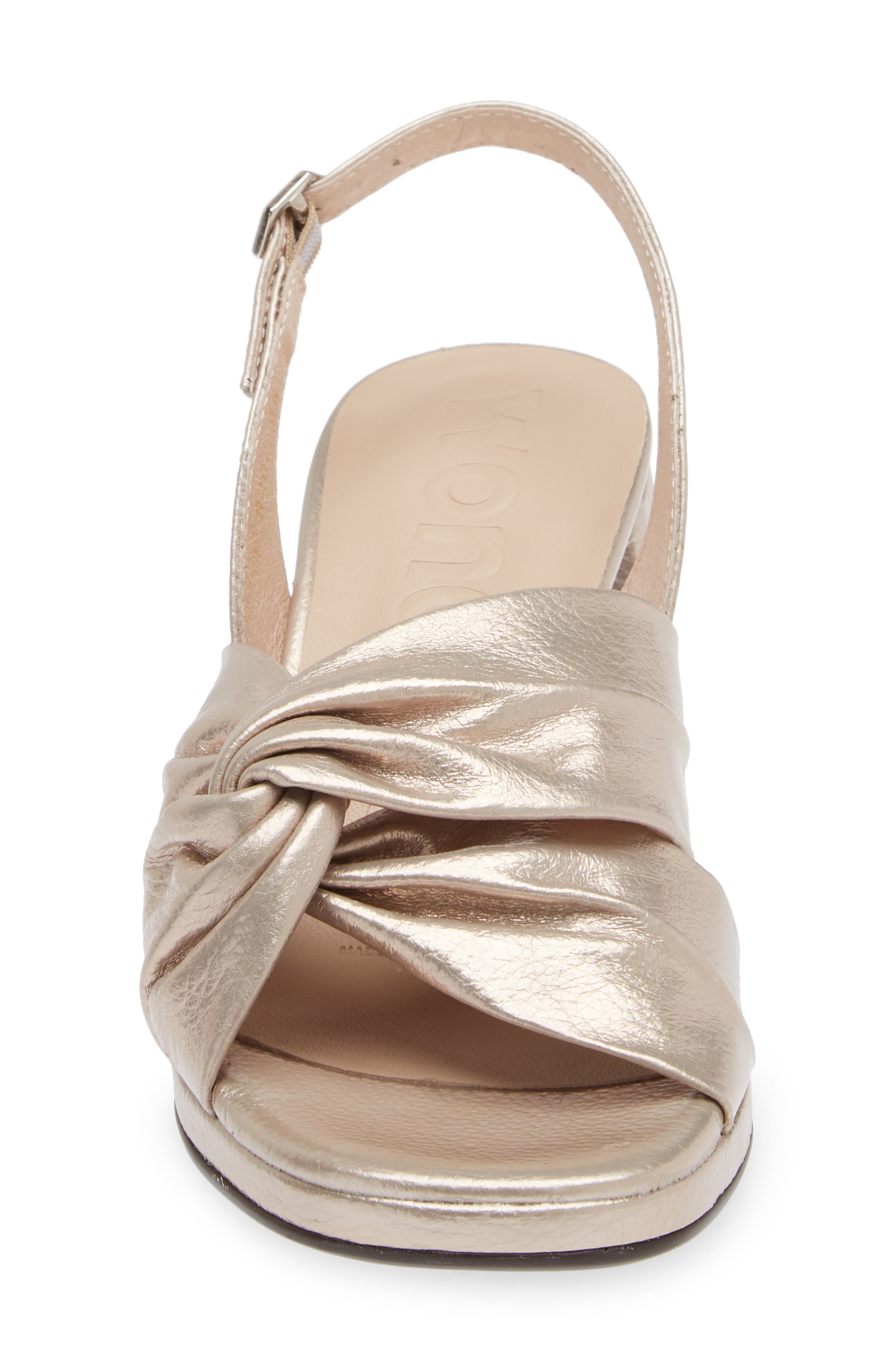 Wonders Knot Detail Block Heel Sandal, Alternate, color, Platino