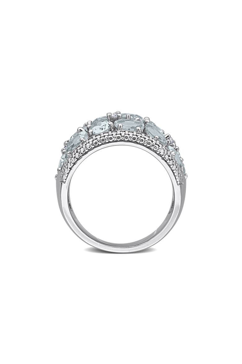 Sterling Silver Aquamarine and Diamond Statement Ring, Alternate, color, BLUE