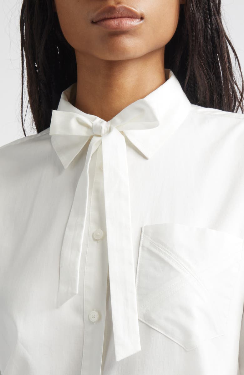 Derek Lam 10 Crosby Edeline Cotton Button-Up Shirt with Tie, Alternate, color, White