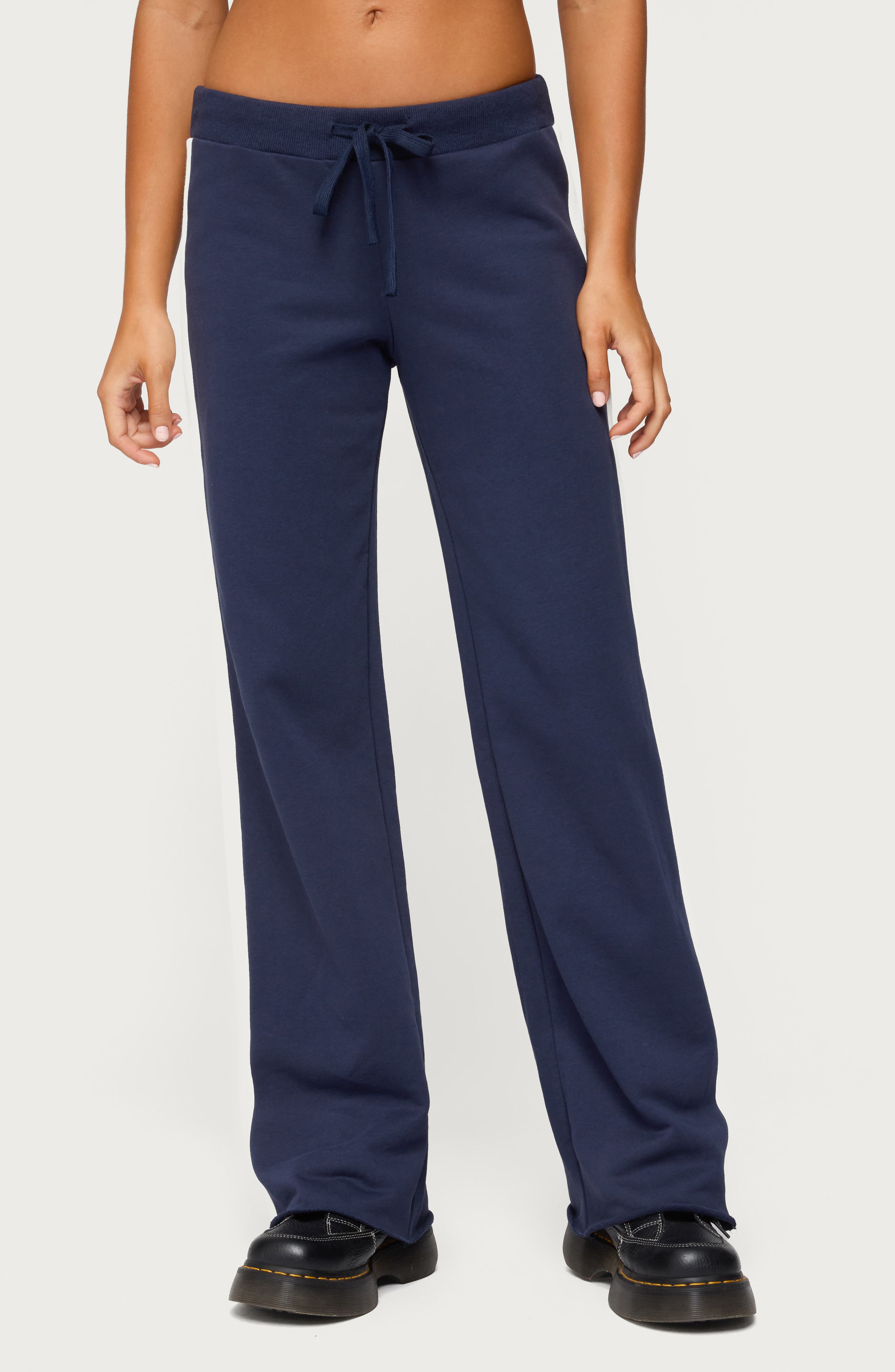 Edikted Baker Contrast Stripe Wide Leg Sweatpants In Blue
