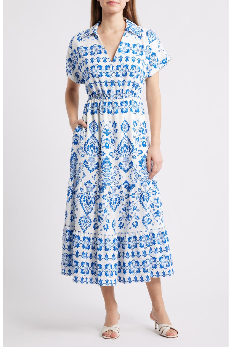 Mixed Paisley Print Dress, Main, color, NAVY/ WHITE