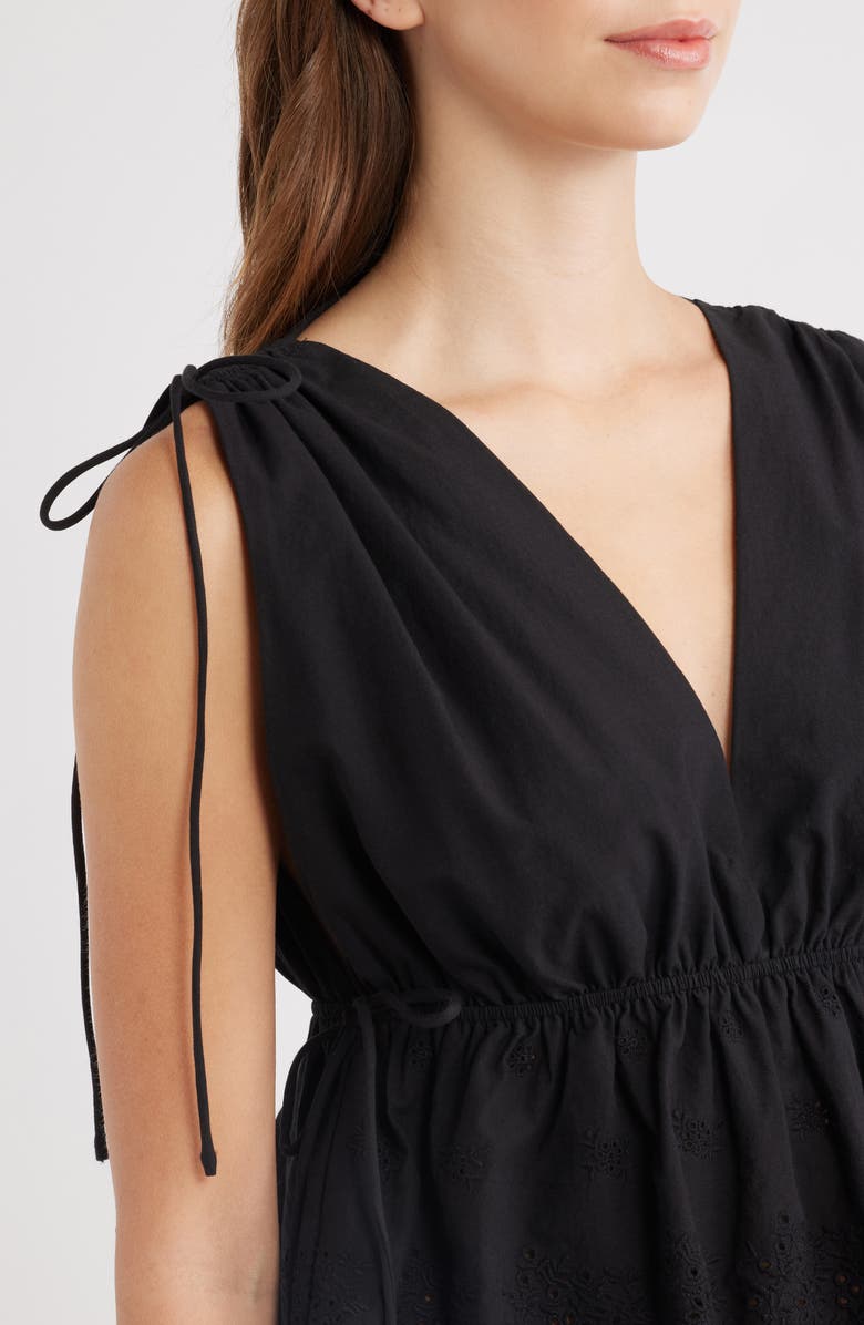 WAYF x Hannah Lovey Porter Goldie Cotton Eyelet Top, Alternate, color, Black