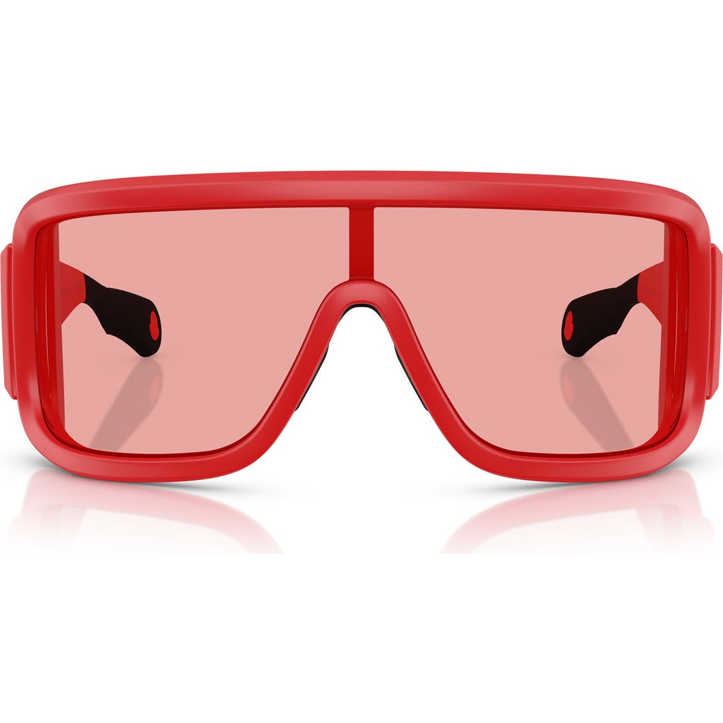 Moncler 142mm Rectangular Shield Sunglasses In Matte Red