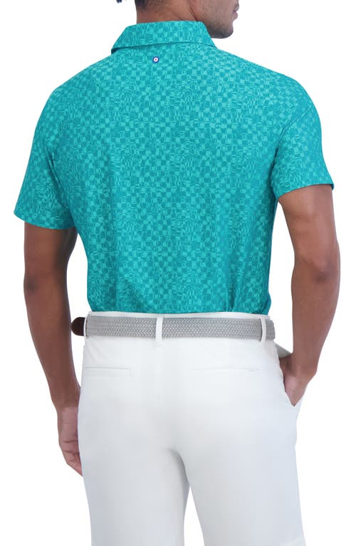 Ben Sherman Twisted Checker Tech Jersey Sports Polo In Pool Green