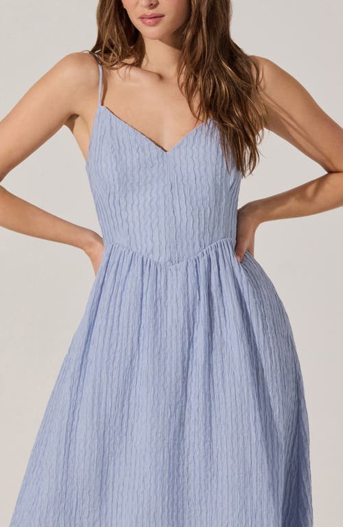 Astr The Label Textured V-neck Midi Dress In Dusty Blue