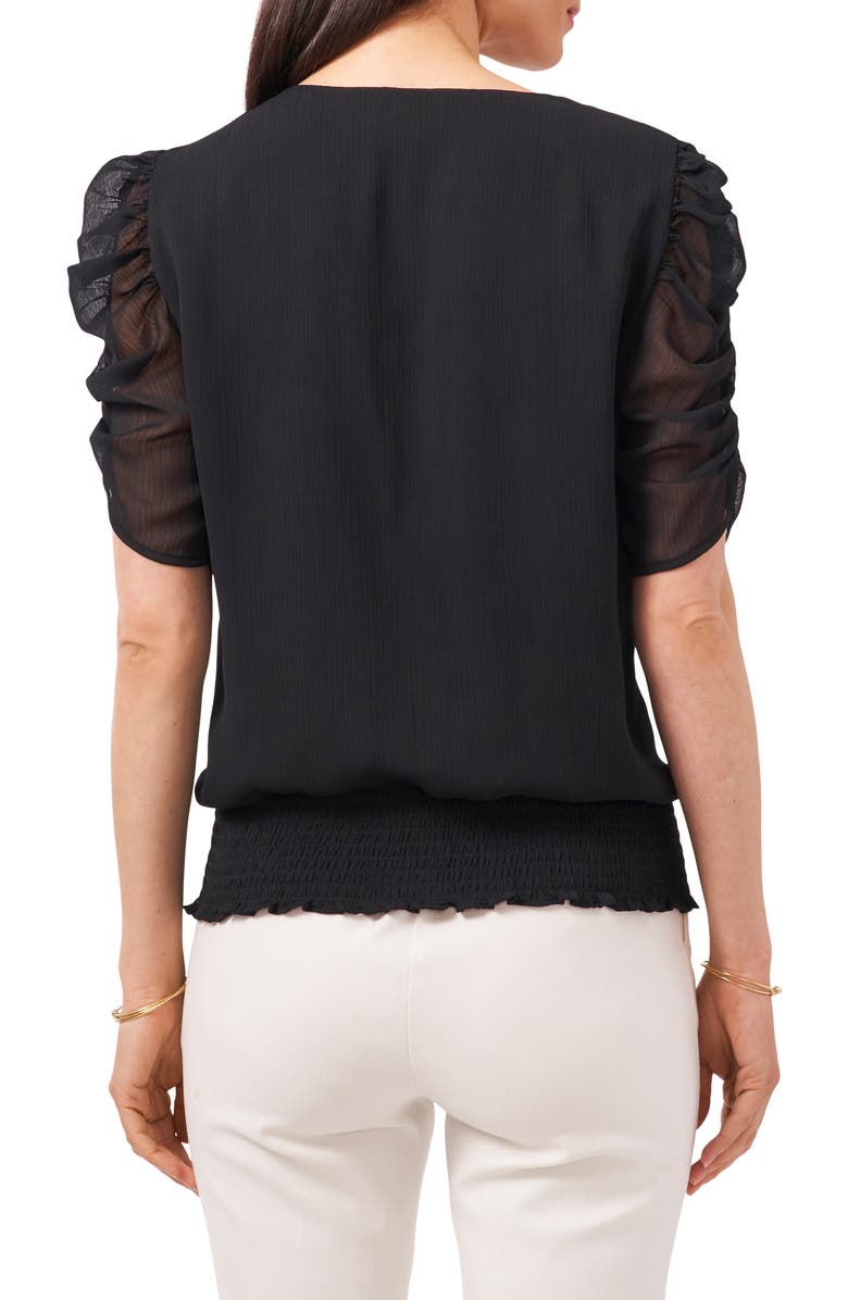 Chaus Puff Sleeve V-Neck Chiffon Top, Alternate, color, 