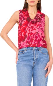 Vince Camuto Floral Print Cowl Neck Sleeveless Top
