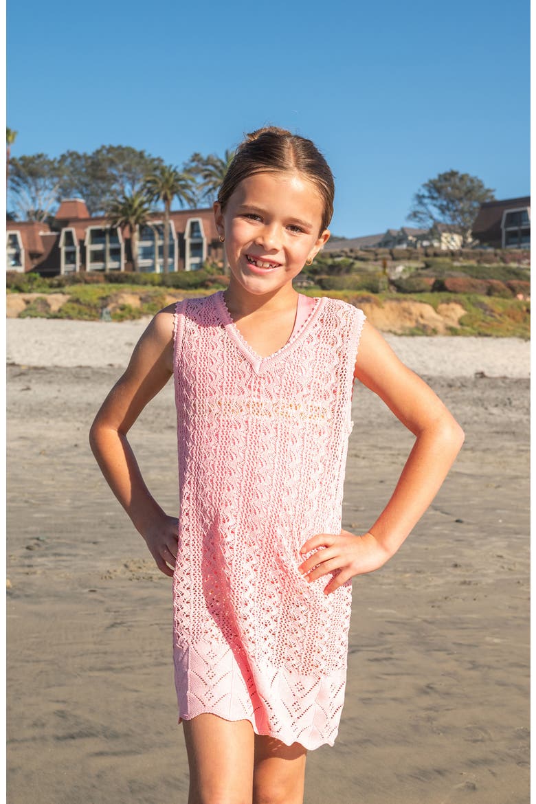 Kids' Crochet Cover-Up Dress, Alternate, color, PINK SANDS