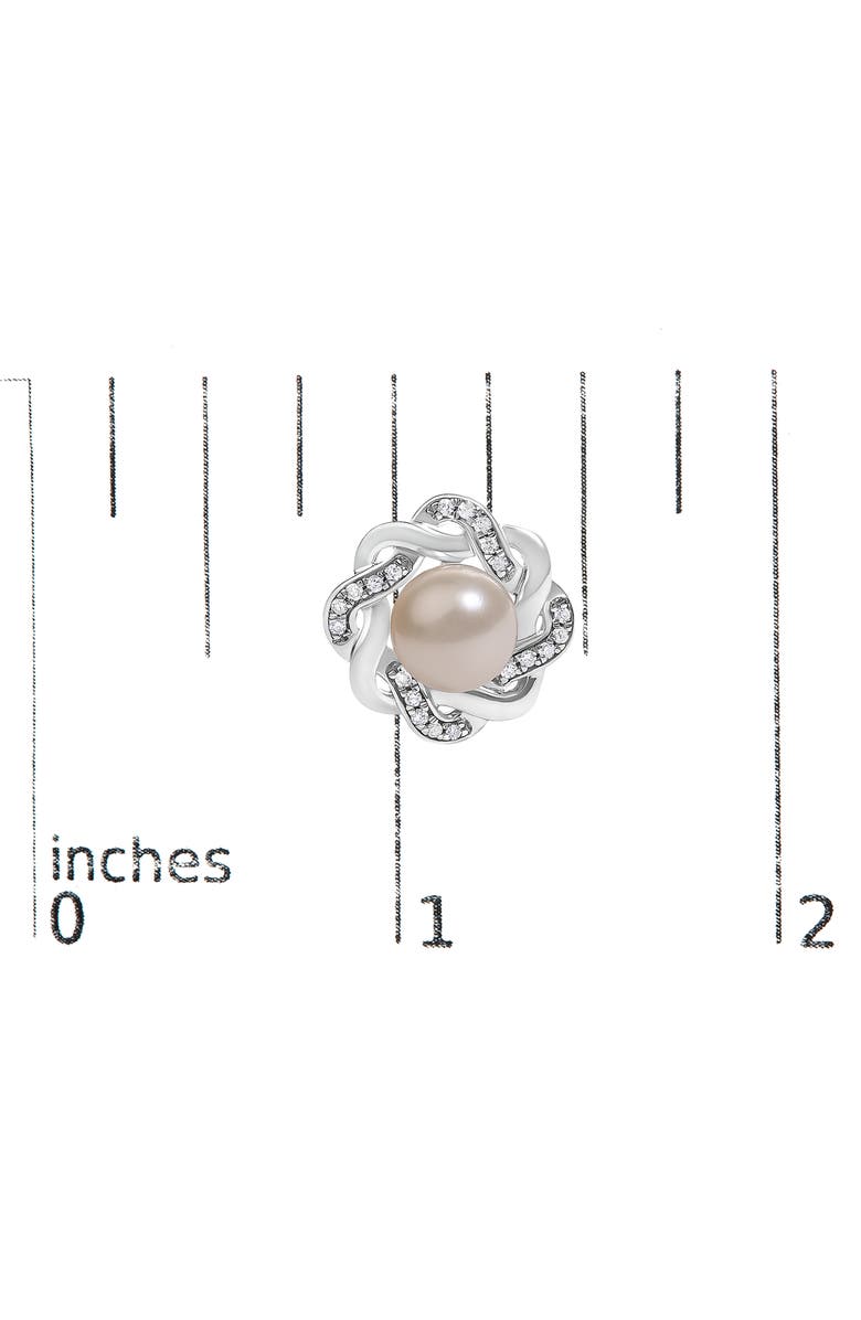 Haus of Brilliance Sterling Silver Pearl and 1/10 Cttw Diamond Floral Twist Stud Earrings, Alternate, color, Silver