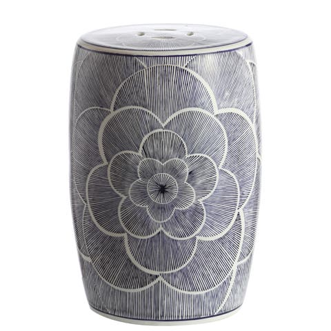 Camellia 17" Ceramic Drum Garden Stool