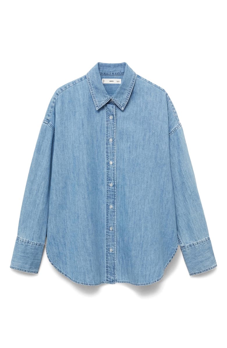 MANGO Oversize Denim Button-Up Shirt, Alternate, color, 