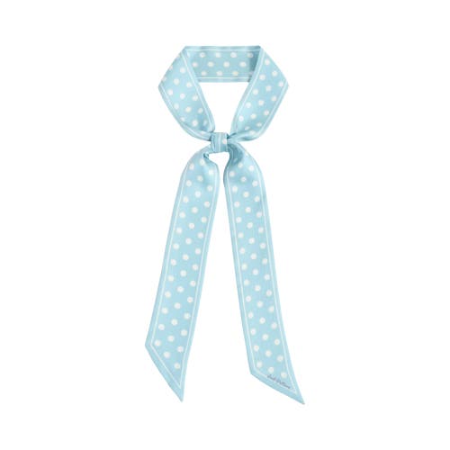 Lost Pattern Nyc "retro Polka" Silk Skinny Scarf In Blue