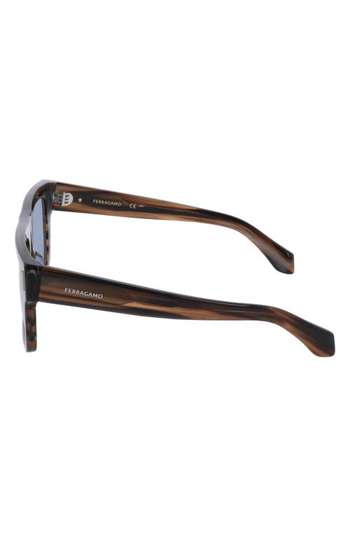 Ferragamo 53mm Square Sunglasses In Striped Brown