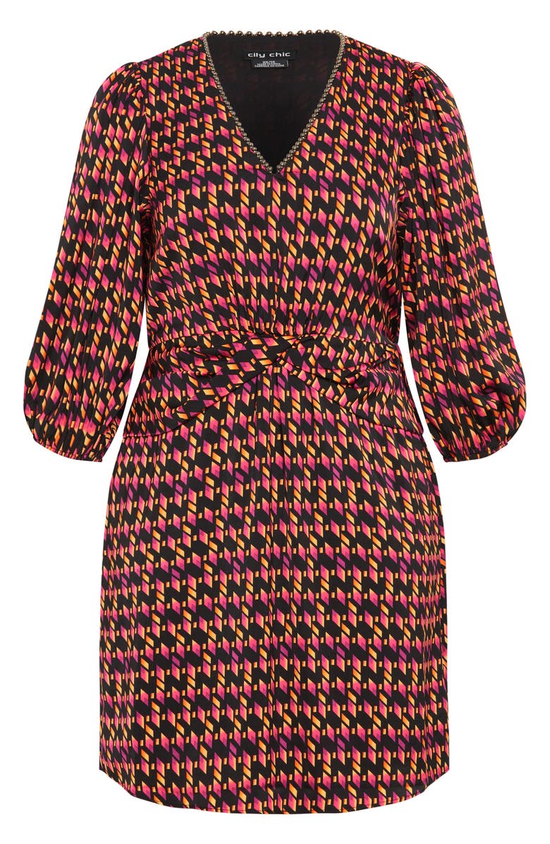 City Chic Georgie Print Long Sleeve Dress, Alternate, color, Print