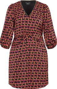 City Chic Georgie Print Long Sleeve Dress