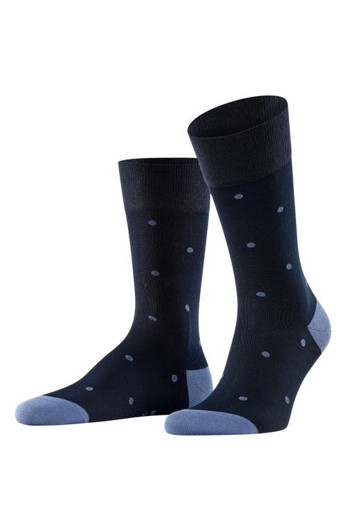 Falke Mercerized Cotton & Nylon Dot Dress Socks In Dark Navy