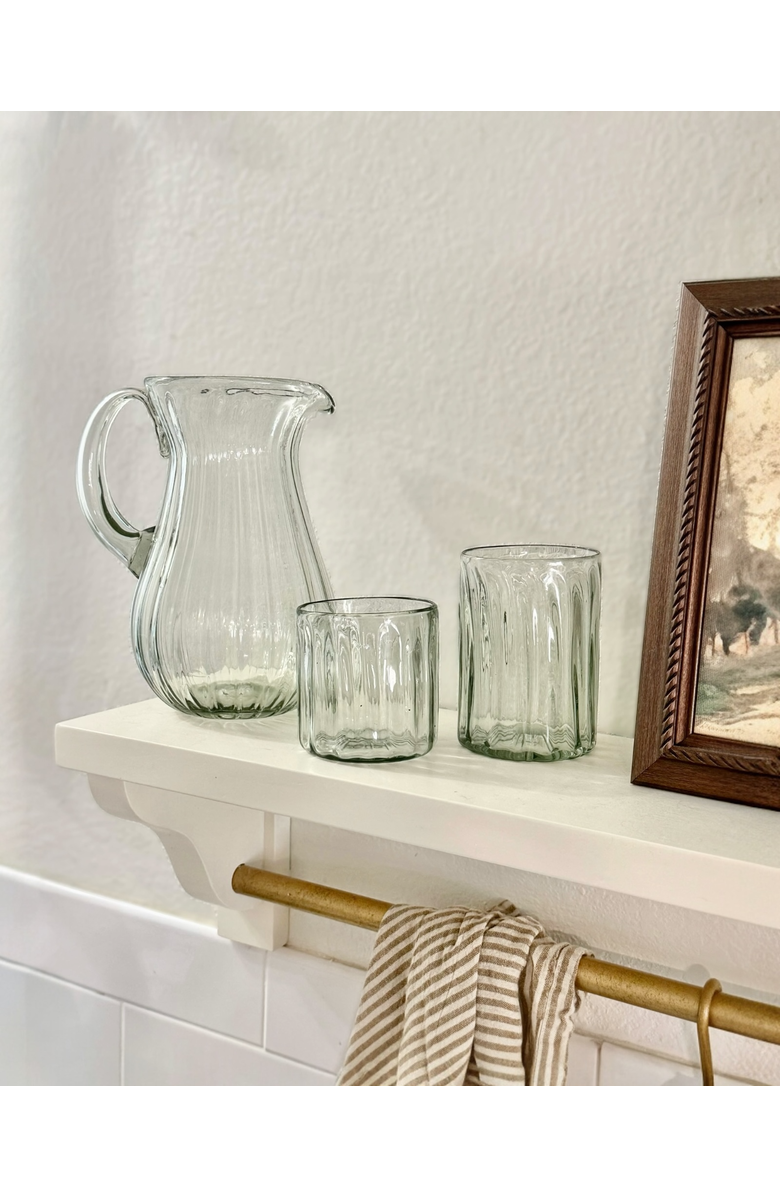 Villa Lua Home Handblown Fluted Pitcher, Alternate, color, Black