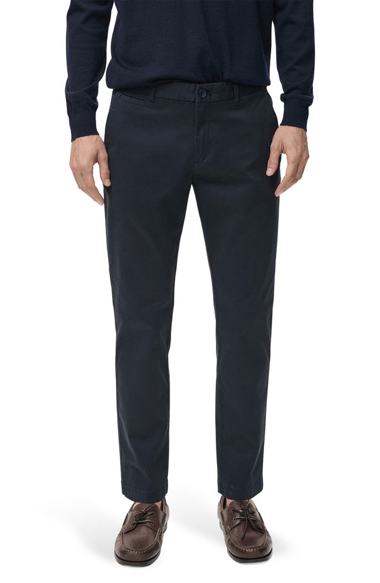 MANGO Prato Crop Tapered Stretch Cotton Chinos, Main, color, Dark Navy
