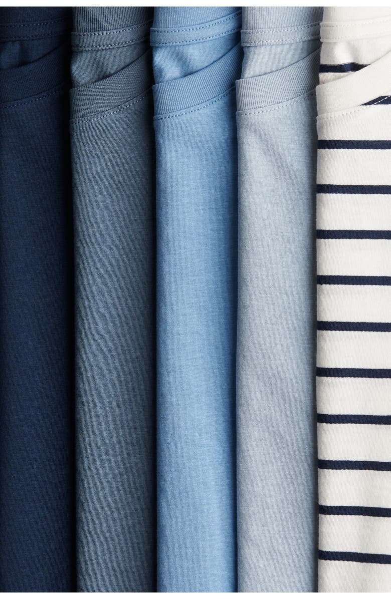 H&M 5-pack t-shirts, Alternate, color, Blue/Striped
