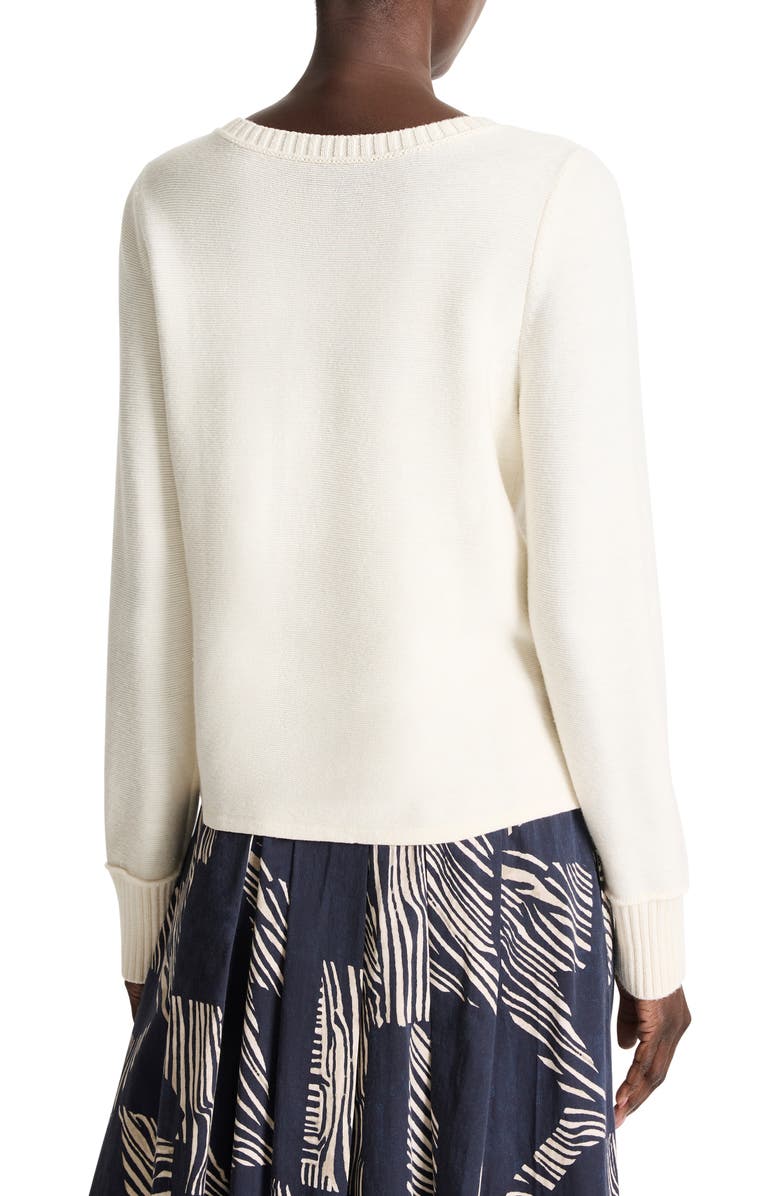 NIC+ZOE Garter V-Neck Cotton Blend Sweater, Alternate, color, Classic Cream