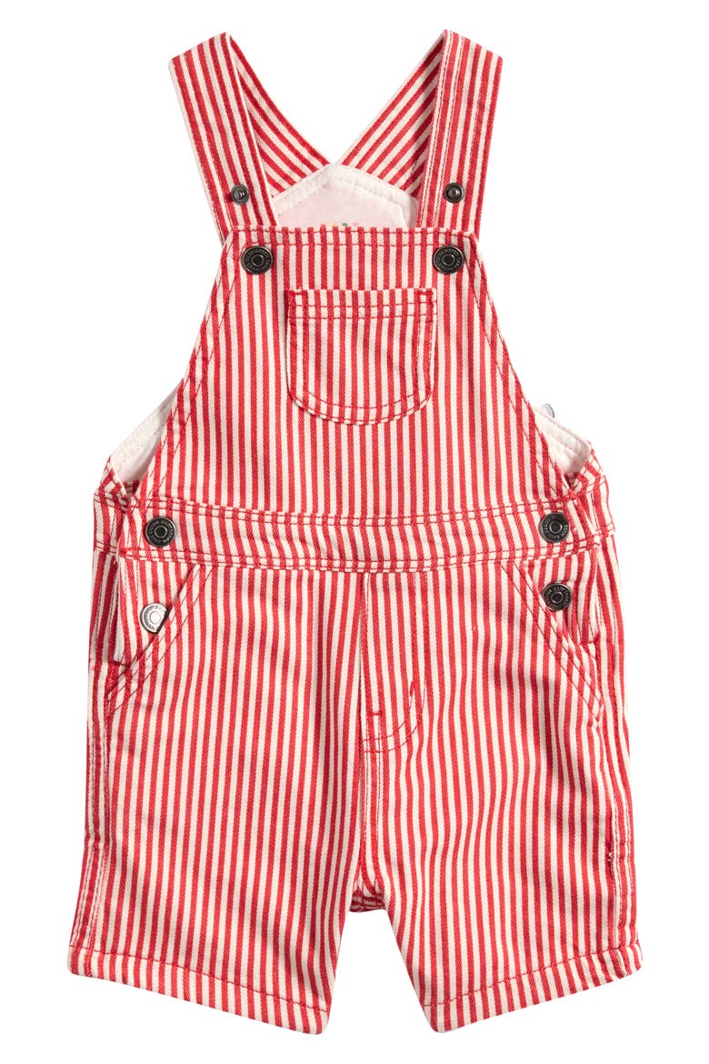 Stripe Stretch Cotton Short Overalls, Main, color, RED STRIPE