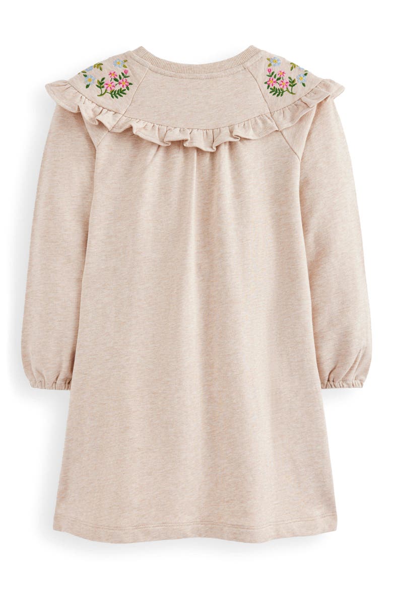 Kids' Floral Embroidered Cotton Sweatshirt Dress, Alternate, color, OATMEAL MARL