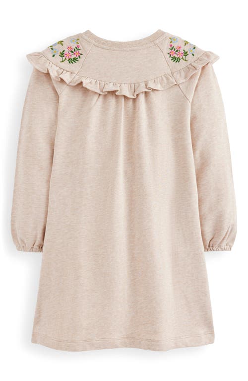 Mini Boden Kids' Floral Embroidered Cotton Sweatshirt Dress In Neutral