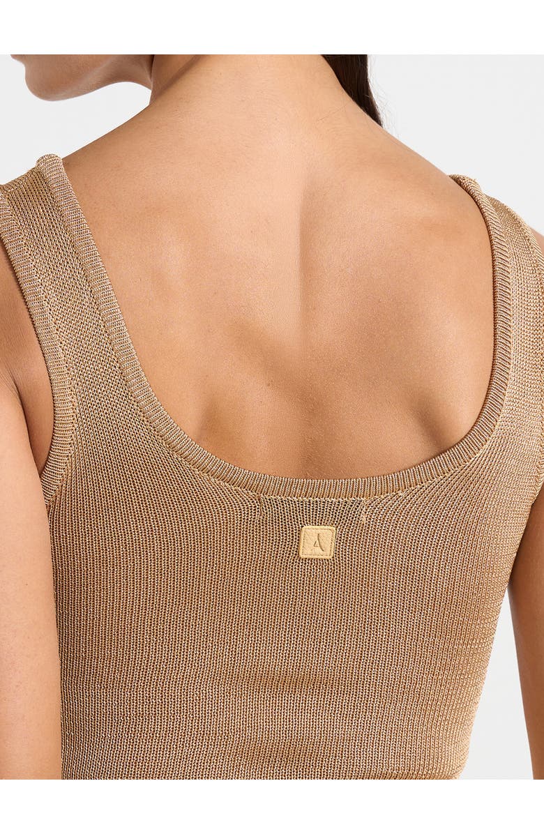 Manière De Voir Pippa Pointelle Knitted Vest With Knot Button, Alternate, color, Gold