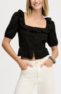 Sam Edelman Peasant Peplum Cotton Button-Up Top
